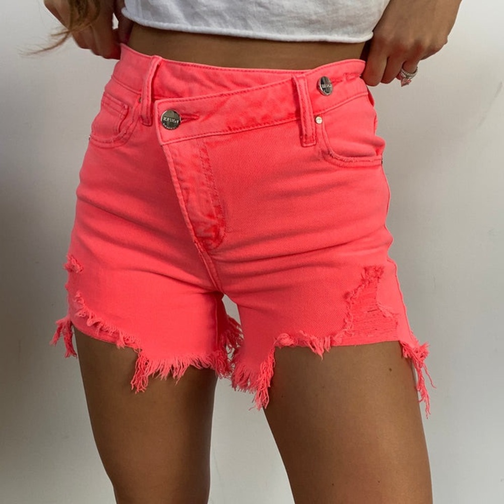 COPY - Pink Distressed Jean Shorts with Raw Hem